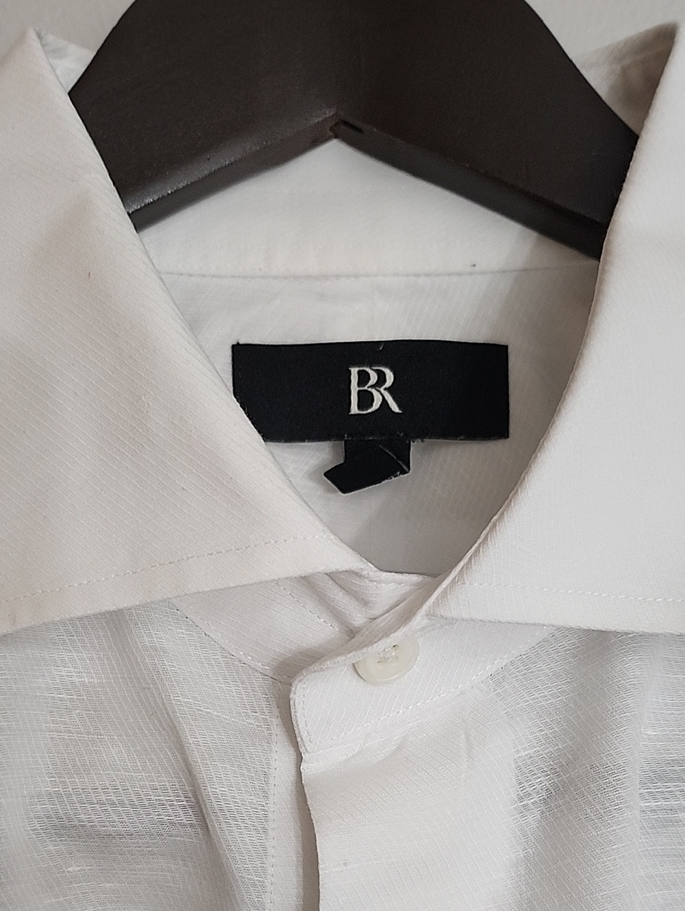 Banana Republic White Mens Dress Shirt - Textured Weave Collared Button-Up XL